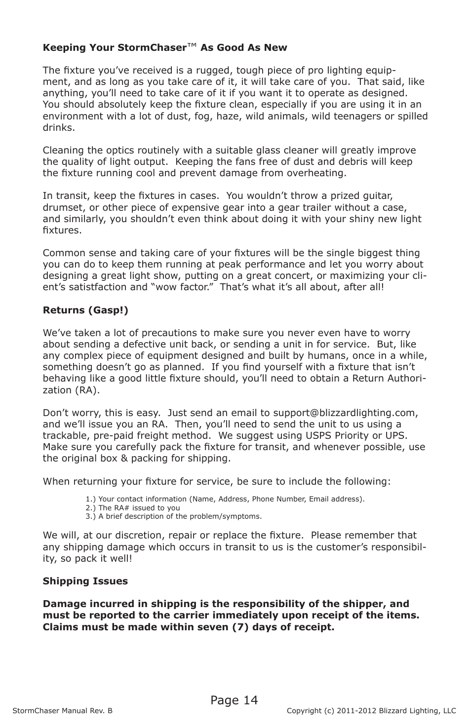 Page 14 | Blizzard Lighting RGBW LED Strip StormChaser (Rev B) User Manual | Page 14 / 16