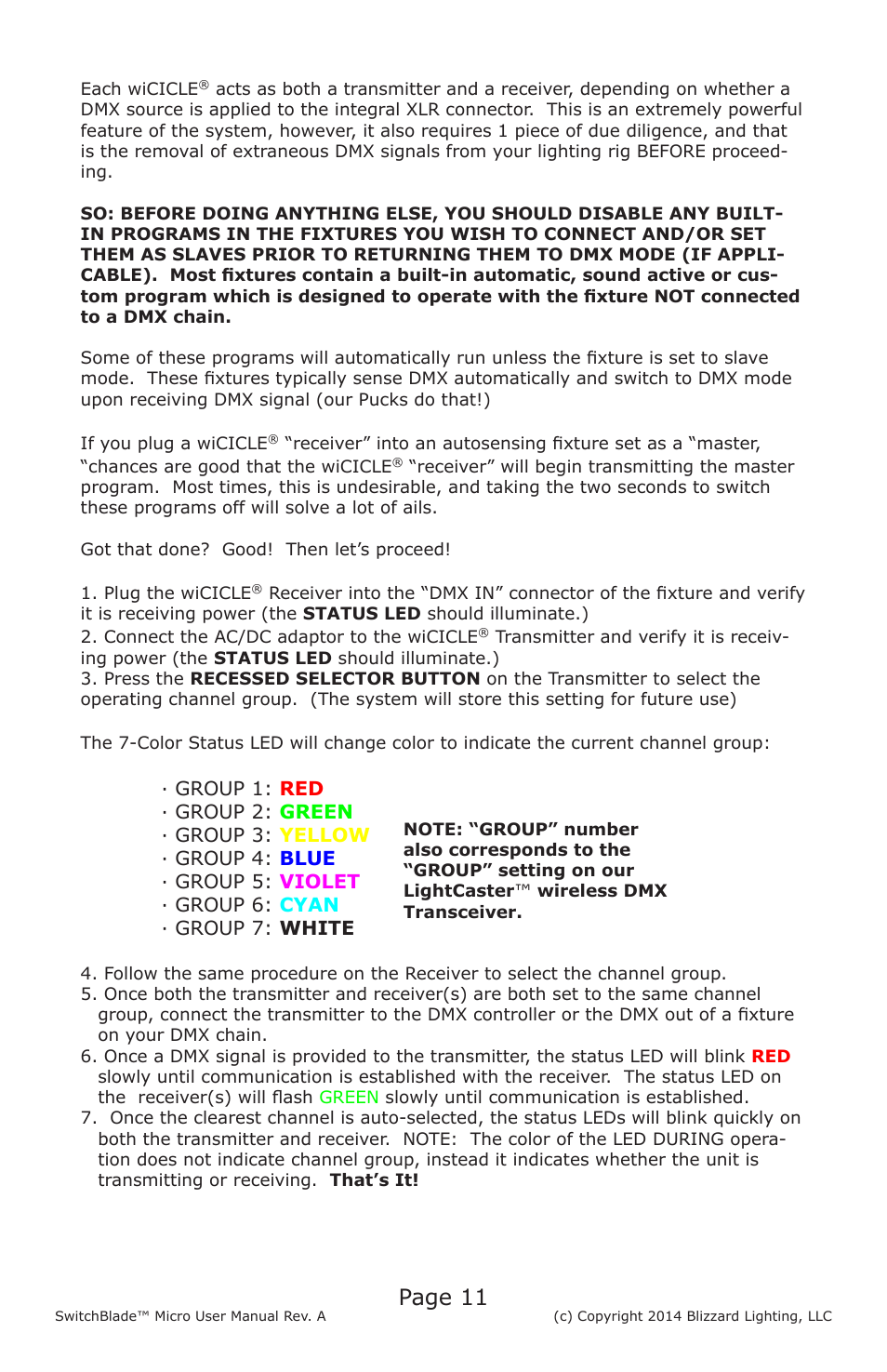 Page 11 | Blizzard Lighting Micro SwitchBlade User Manual | Page 11 / 20