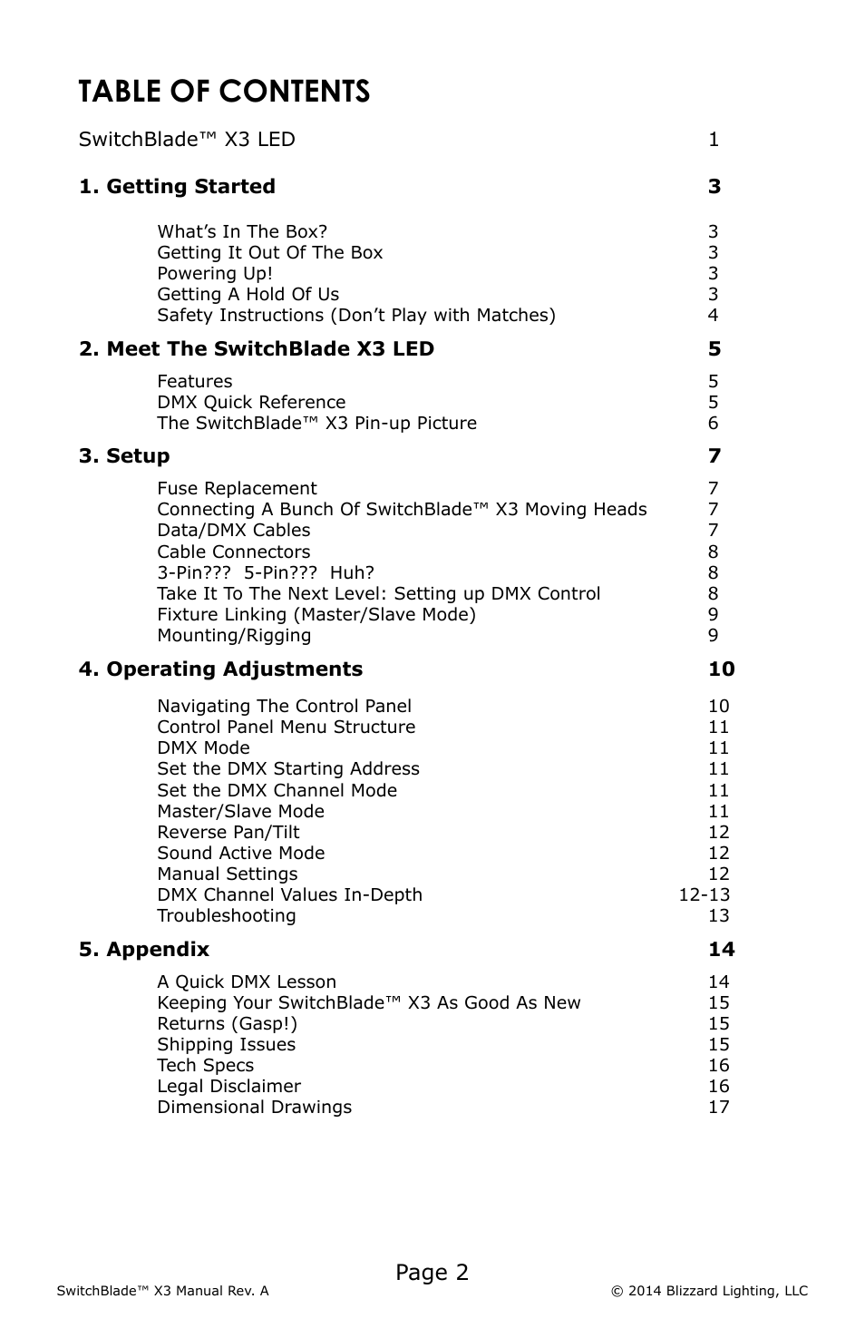 Blizzard Lighting X3 SwitchBlade (Rev A) User Manual | Page 2 / 20