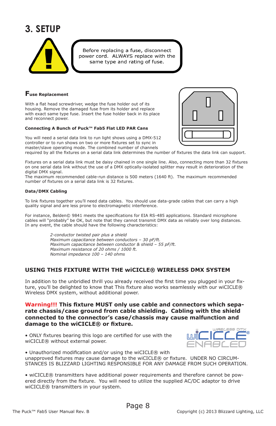 Setup, Page 8 | Blizzard Lighting The Puck Fab5 (Rev B) User Manual | Page 8 / 16