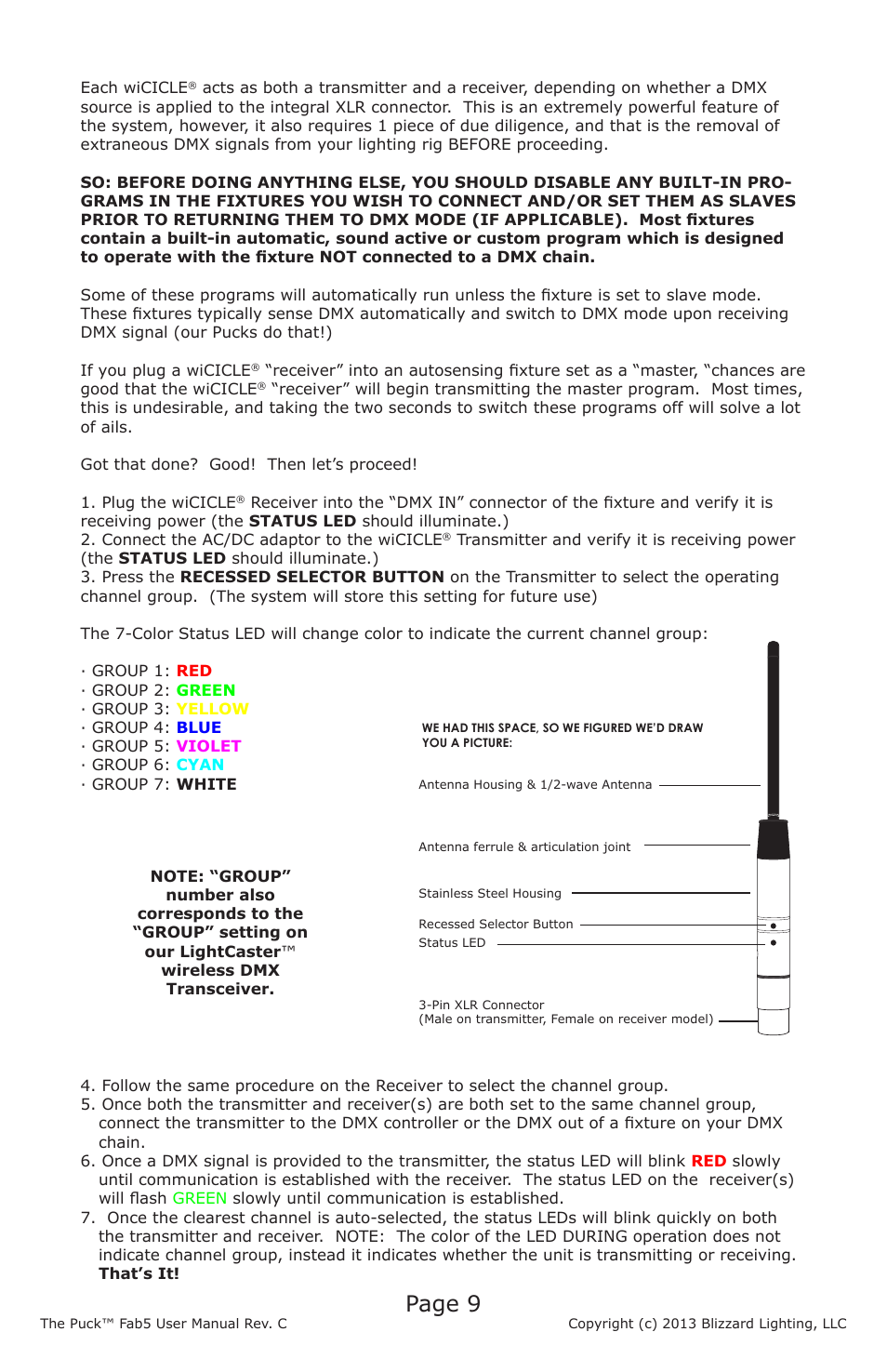 Page 9 | Blizzard Lighting The Puck Fab5 (Rev C) User Manual | Page 9 / 16