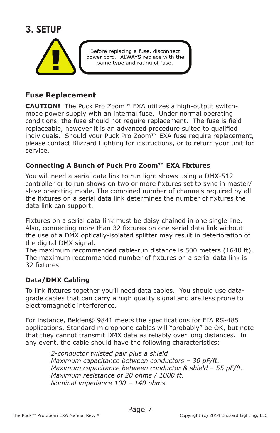 Setup, Page 7 | Blizzard Lighting The Puck Pro Zoom EXA (Rev A) User Manual | Page 7 / 20