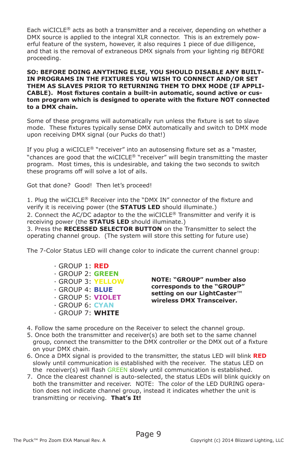 Page 9 | Blizzard Lighting The Puck Pro Zoom EXA (Rev A) User Manual | Page 9 / 20