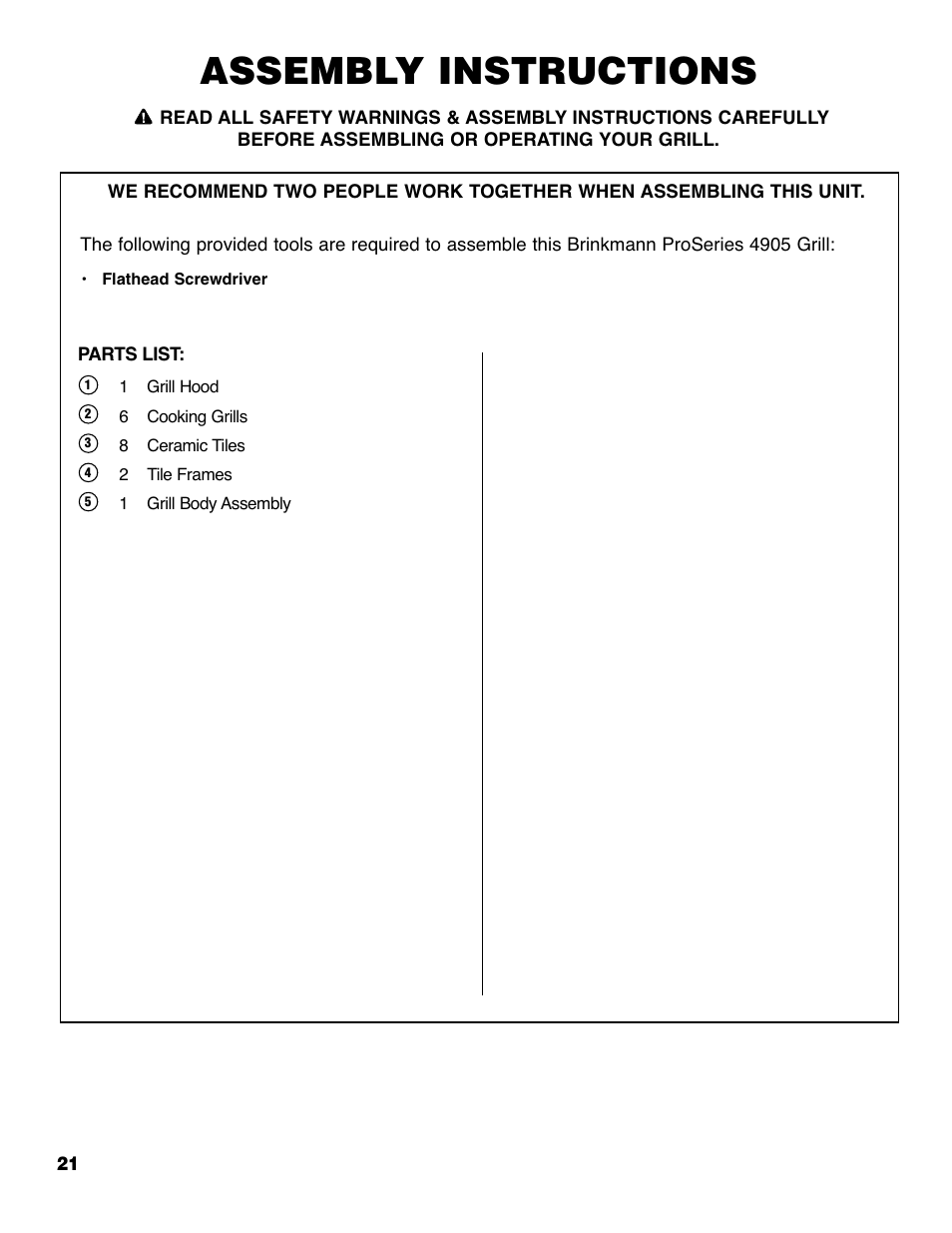 Assembly instructions | Brinkmann Heavy-Duty 4905 User Manual | Page 22 / 28