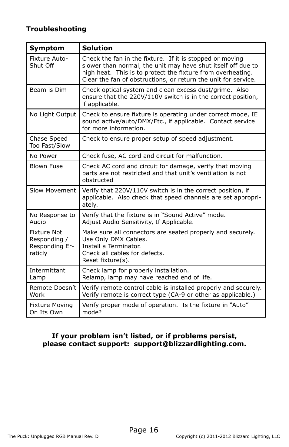 Page 16 | Blizzard Lighting RGB The Puck Unplugged (Rev D) User Manual | Page 16 / 20