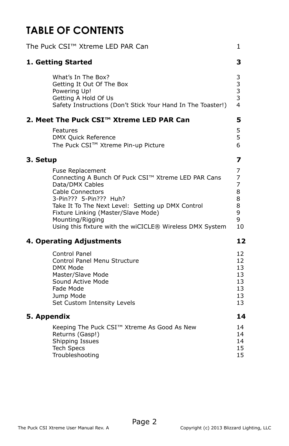 Blizzard Lighting CSI Xtreme The Puck (Rev A) User Manual | Page 2 / 16