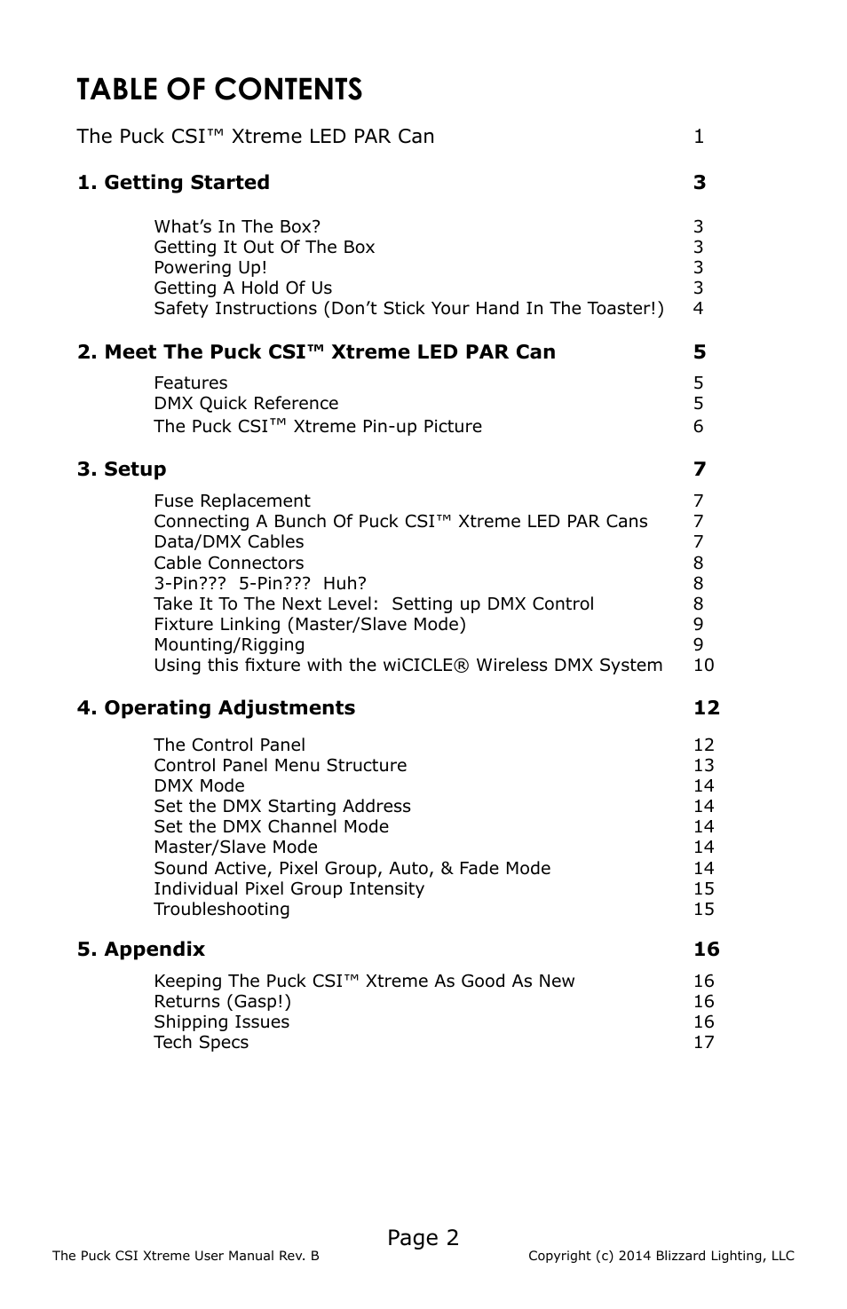 Blizzard Lighting CSI Xtreme The Puck (Rev B) User Manual | Page 2 / 20