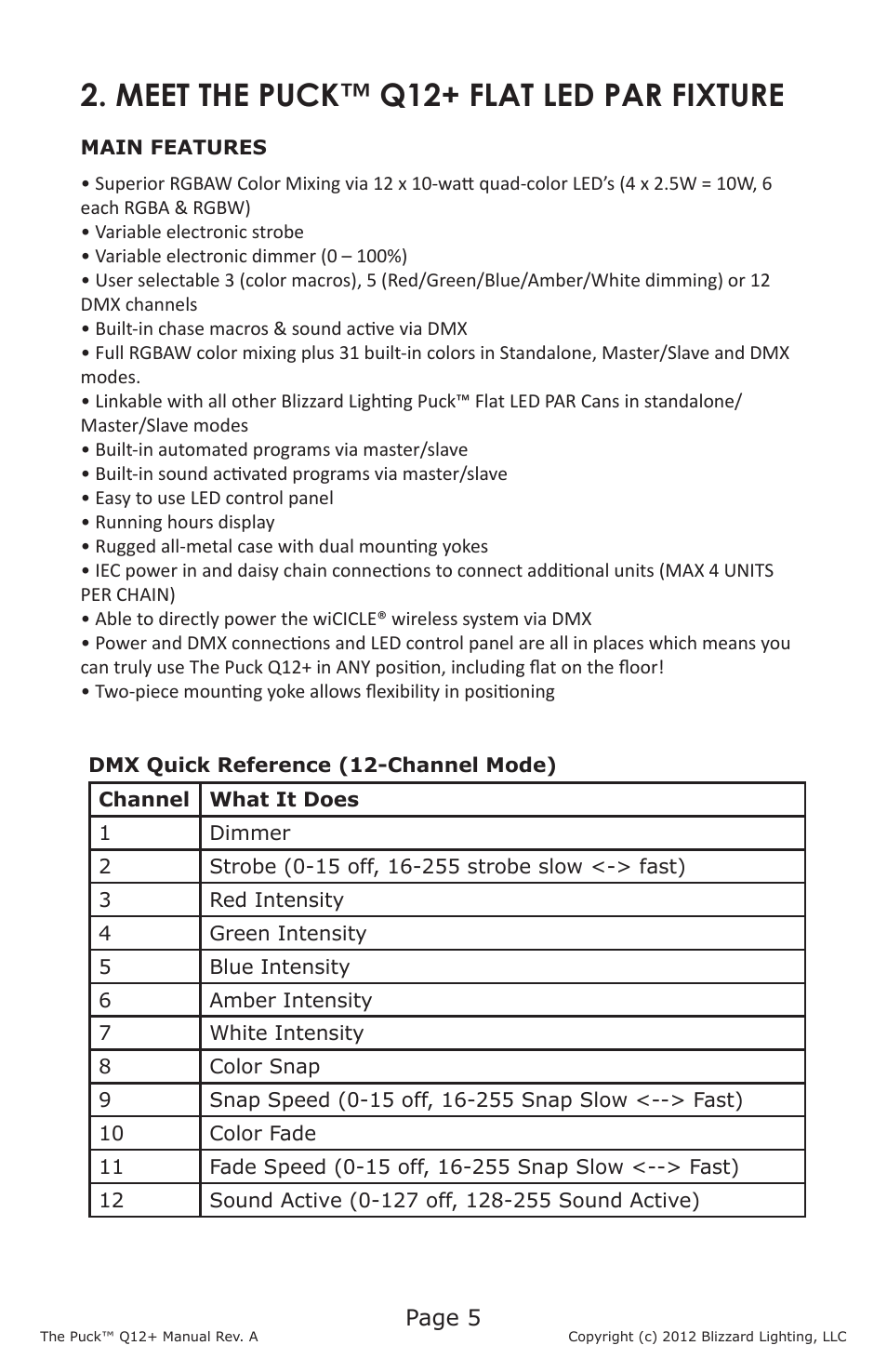 Meet the puck™ q12+ flat led par fixture | Blizzard Lighting Q12+ The Puck User Manual | Page 5 / 16