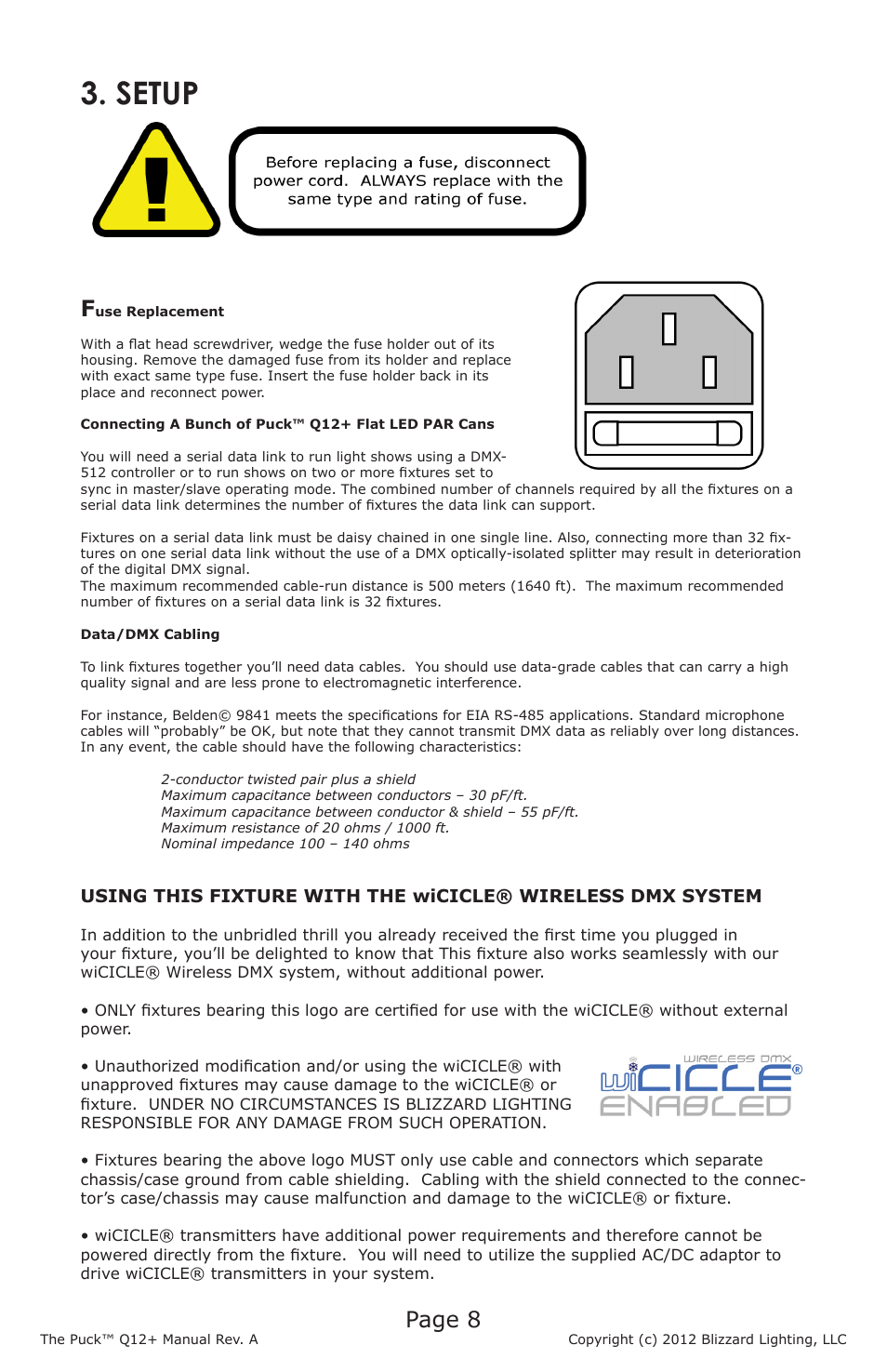 Setup, Page 8 | Blizzard Lighting Q12+ The Puck User Manual | Page 8 / 16