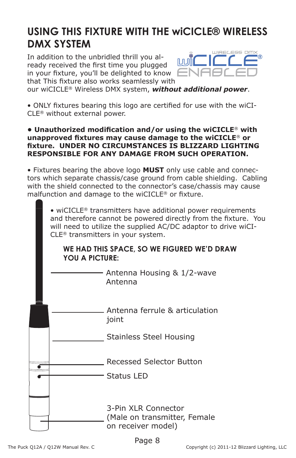 Page 8 | Blizzard Lighting Q12A The Puck (Rev C) User Manual | Page 8 / 16
