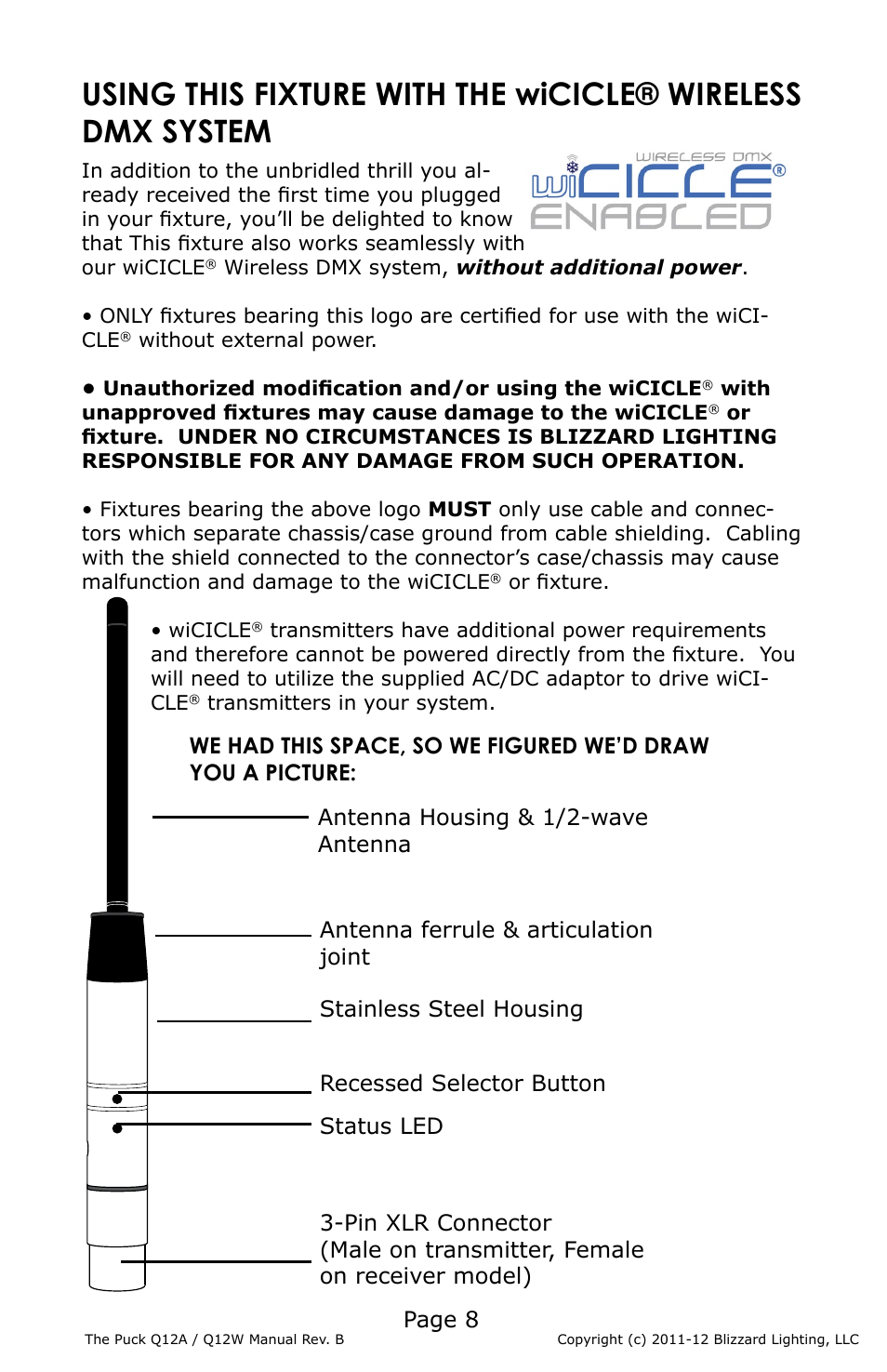 Page 8 | Blizzard Lighting Q12A The Puck (Rev D) User Manual | Page 8 / 16