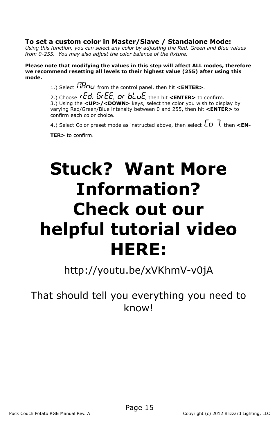 Blizzard Lighting RGB (CP) The Puck (Rev A) User Manual | Page 15 / 20