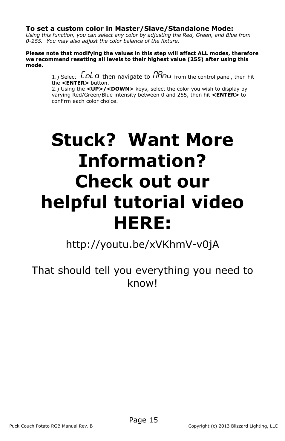 Blizzard Lighting RGB (CP) The Puck (Rev B) User Manual | Page 15 / 20