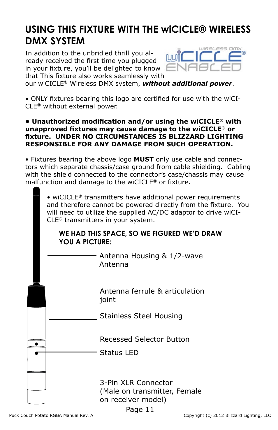 Page 11 | Blizzard Lighting RGBA (CP) The Puck (Rev A) User Manual | Page 11 / 20