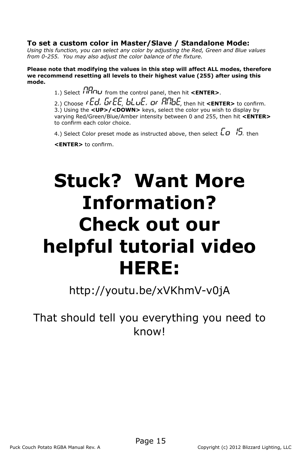Blizzard Lighting RGBA (CP) The Puck (Rev A) User Manual | Page 15 / 20