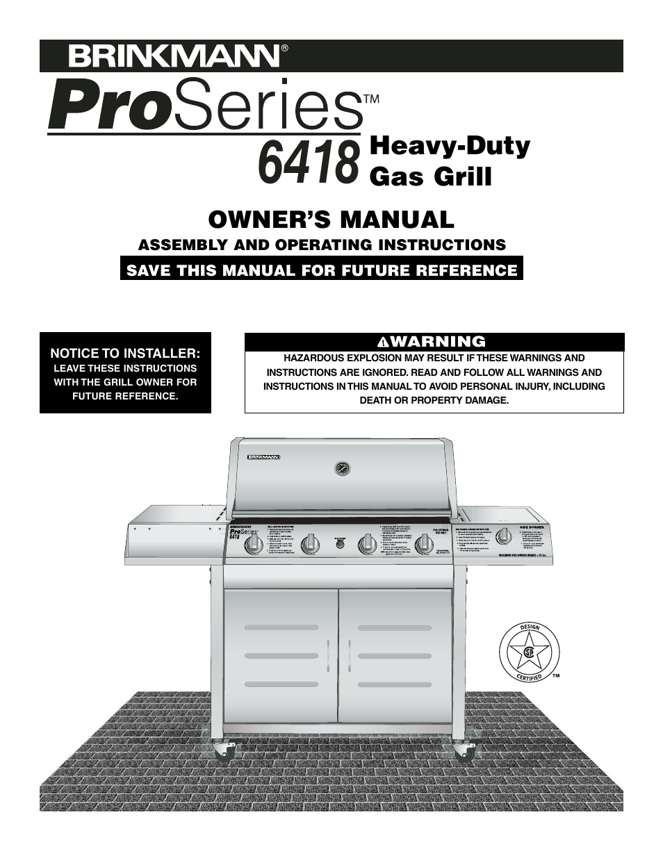 Brinkmann Pro Series 6418 User Manual | 36 pages