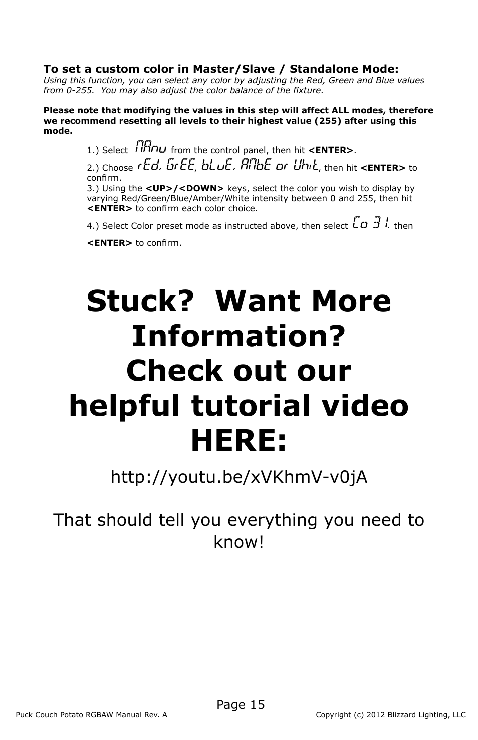 Blizzard Lighting RGBAW (CP) The Puck (Rev A) User Manual | Page 15 / 20