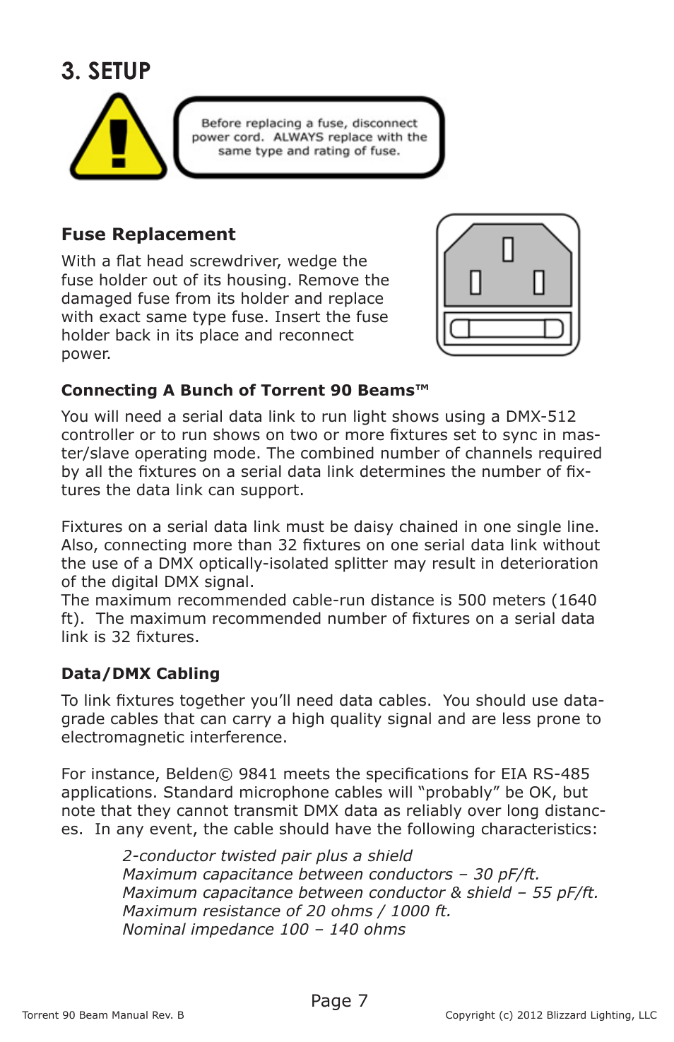 Setup | Blizzard Lighting Beam Torrent 90 (Rev B) User Manual | Page 7 / 20