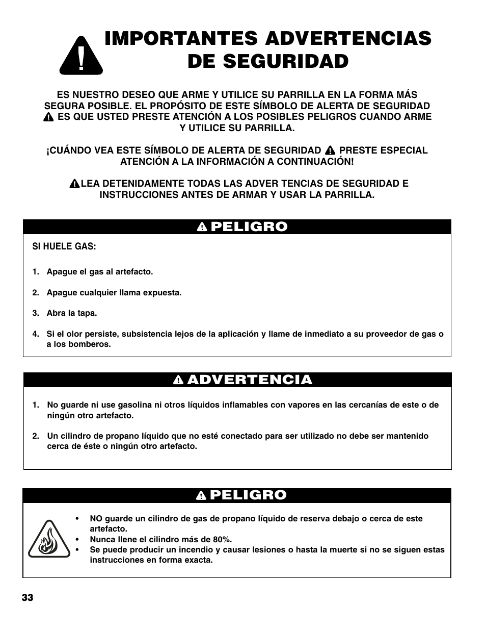 Importantes advertencias de seguridad, Peligro, Advertencia peligro | Brinkmann 6345 Series User Manual | Page 34 / 68