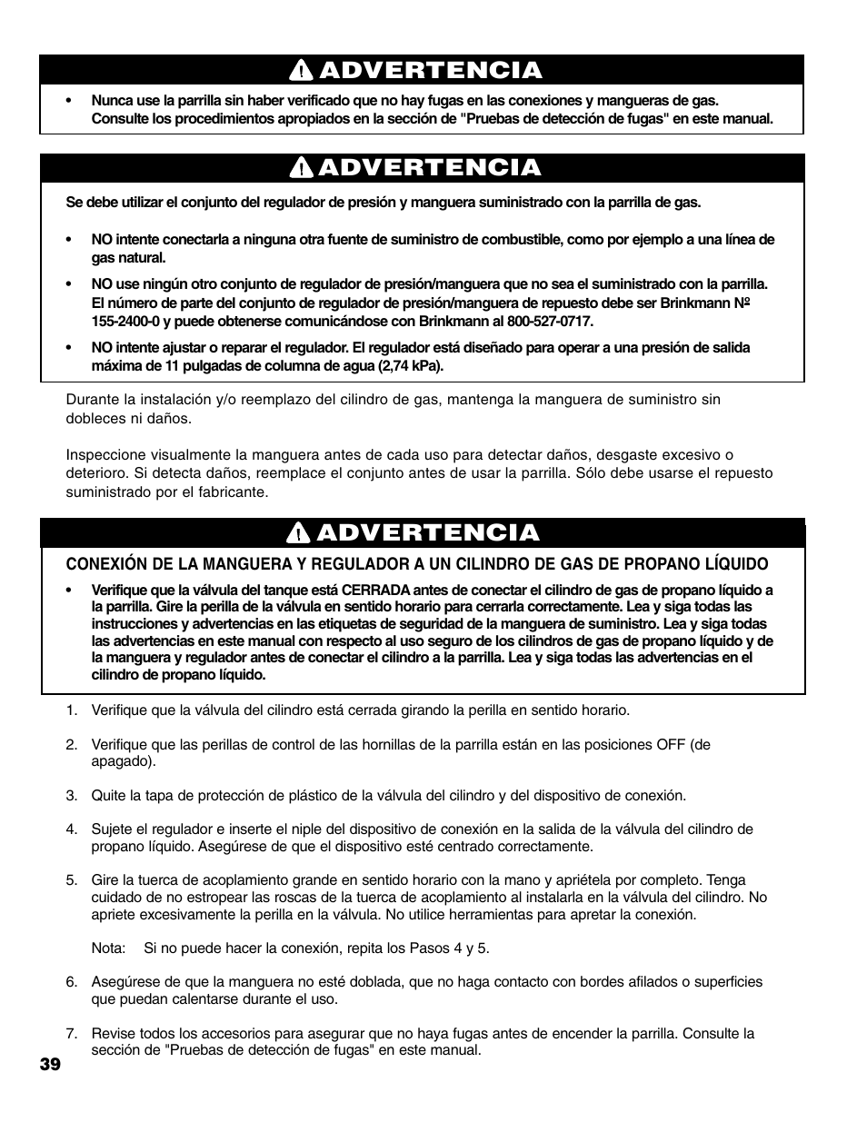 Advertencia | Brinkmann 6345 Series User Manual | Page 40 / 68