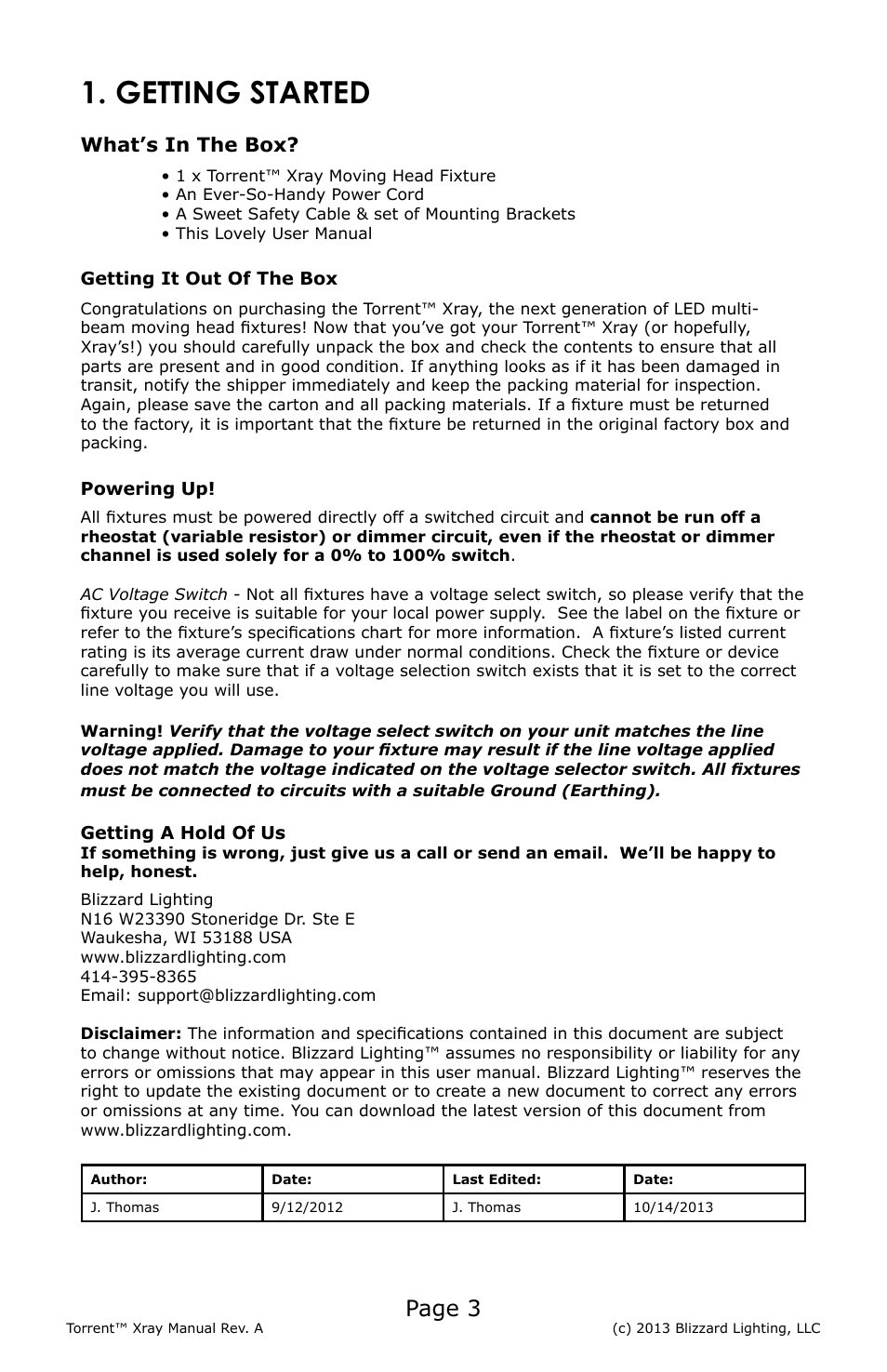 Getting started, Page 3, What’s in the box | Blizzard Lighting Xray Torrent (Rev A) User Manual | Page 3 / 24