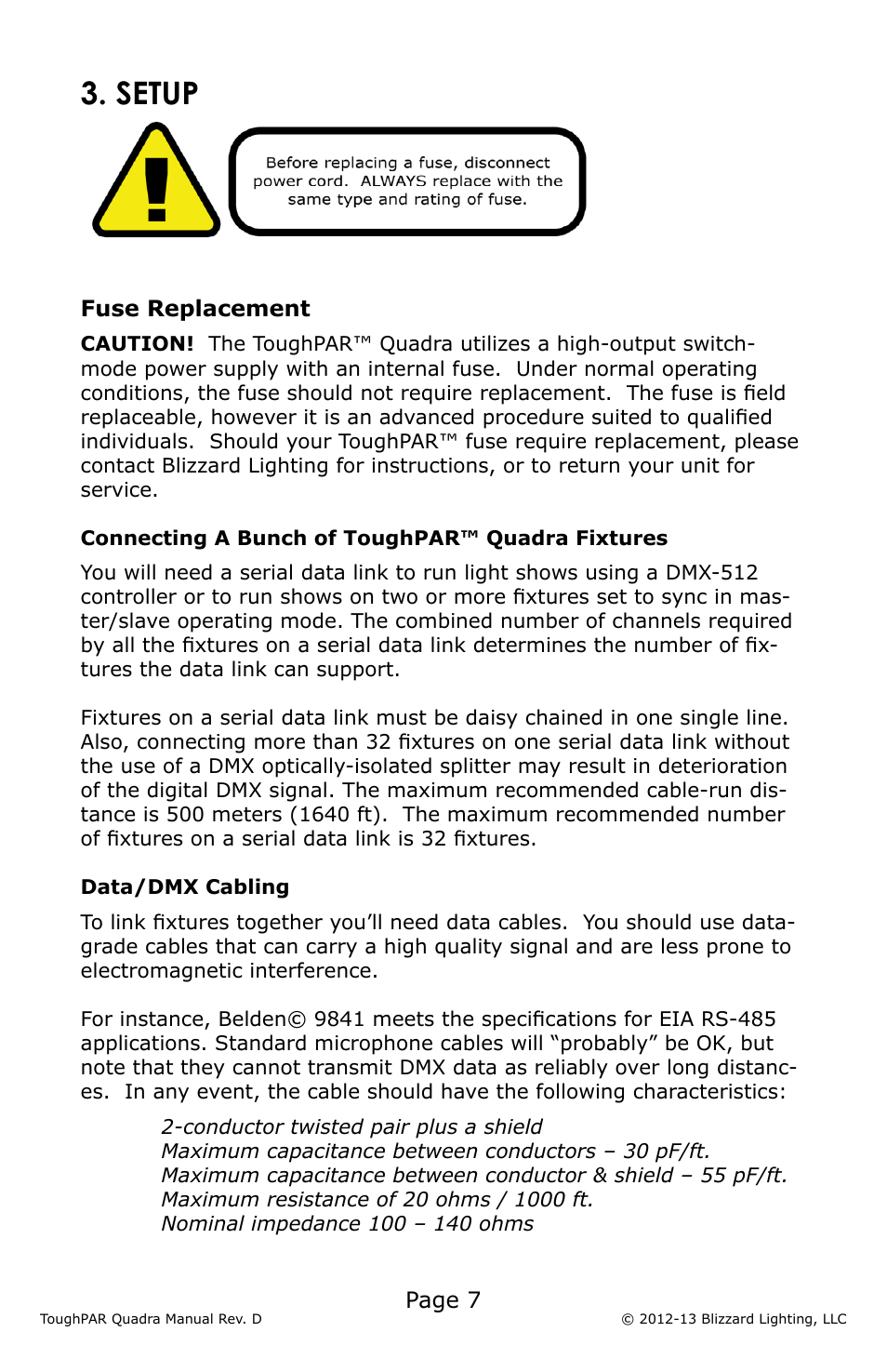 Setup, Led control panel | Blizzard Lighting Quadra ToughPAR (Rev D) User Manual | Page 7 / 20