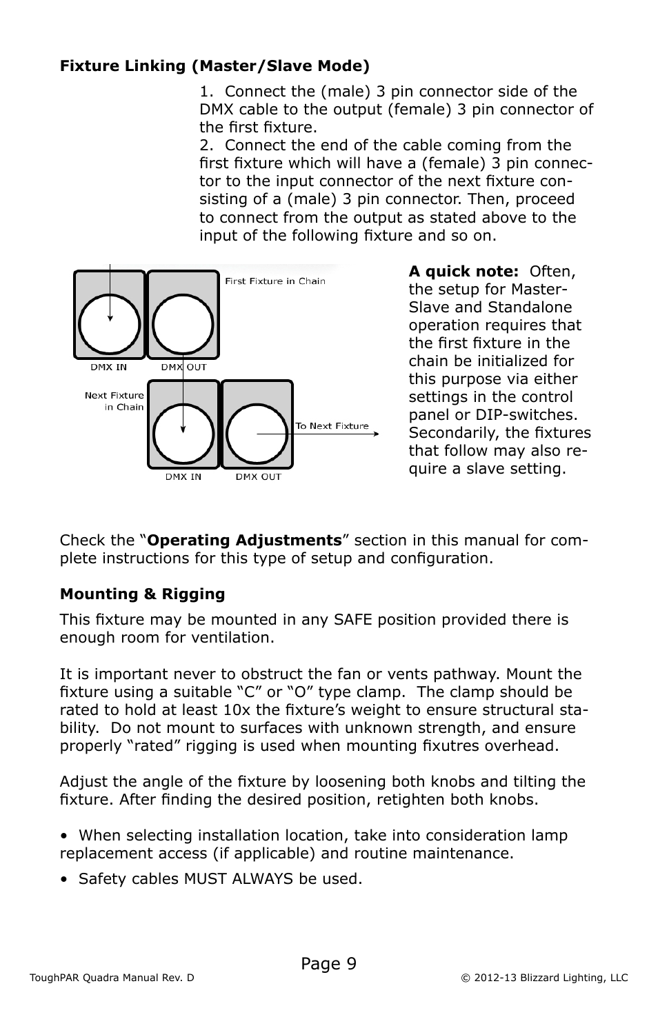 Page 9 | Blizzard Lighting Quadra ToughPAR (Rev D) User Manual | Page 9 / 20