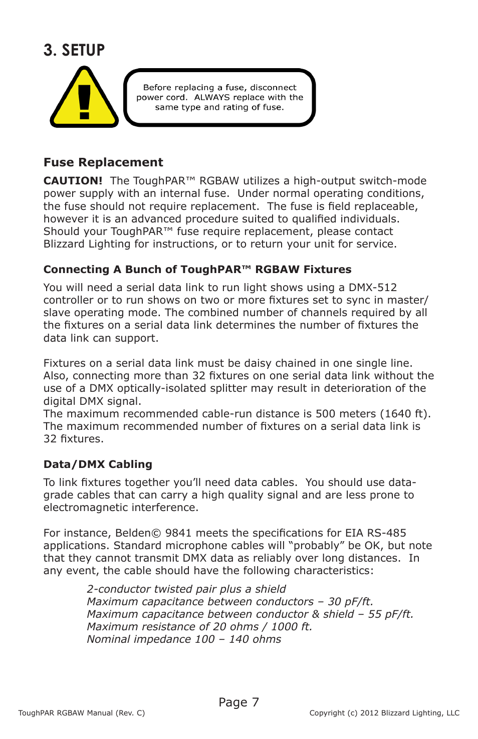 Setup, Page 7 | Blizzard Lighting RGBAW ToughPAR (Rev C) User Manual | Page 7 / 20