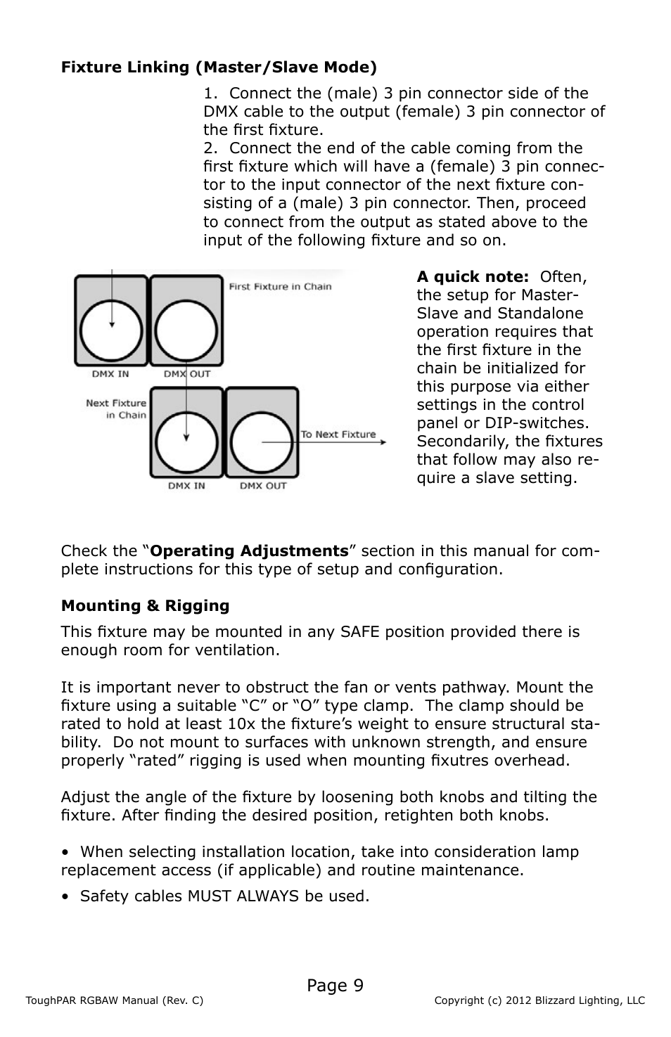 Page 9 | Blizzard Lighting RGBAW ToughPAR (Rev D) User Manual | Page 9 / 20