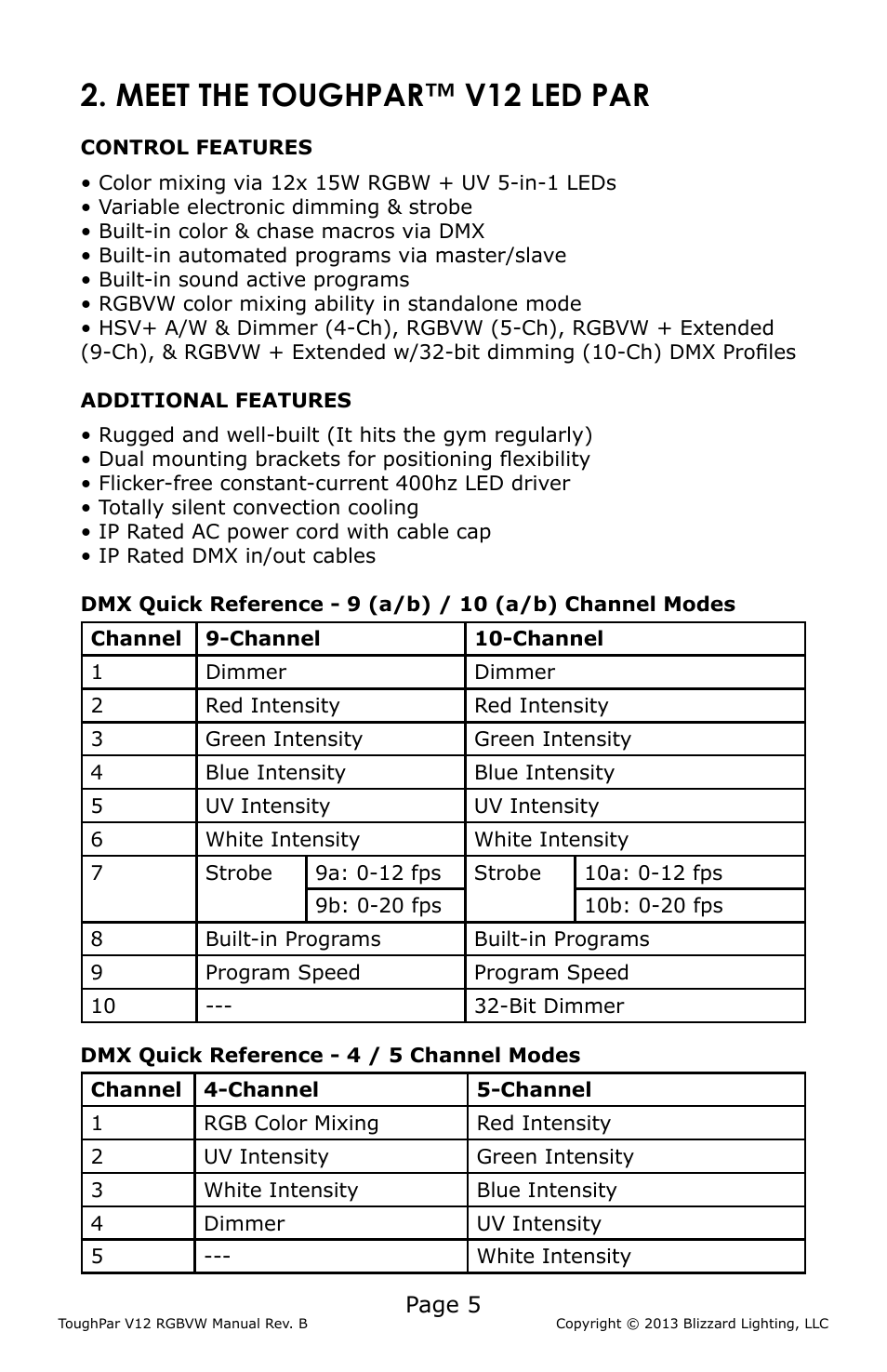 Meet the toughpar™ v12 led par | Blizzard Lighting V12 RGBVW ToughPar (Rev B) User Manual | Page 5 / 20