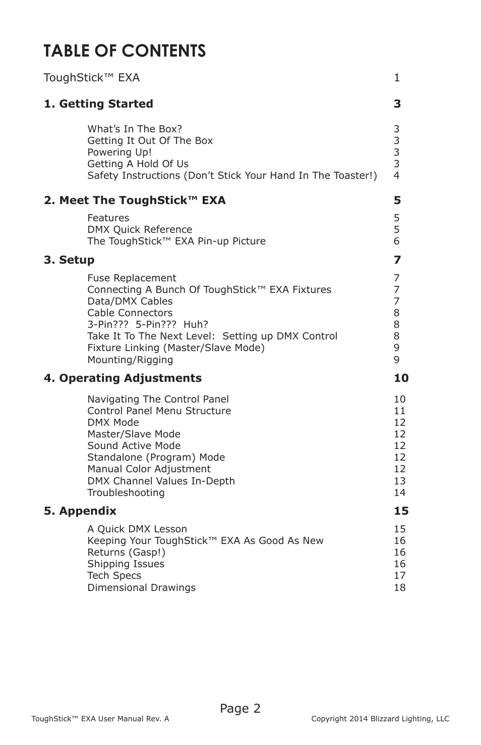 Blizzard Lighting EXA ToughStick User Manual | Page 2 / 20