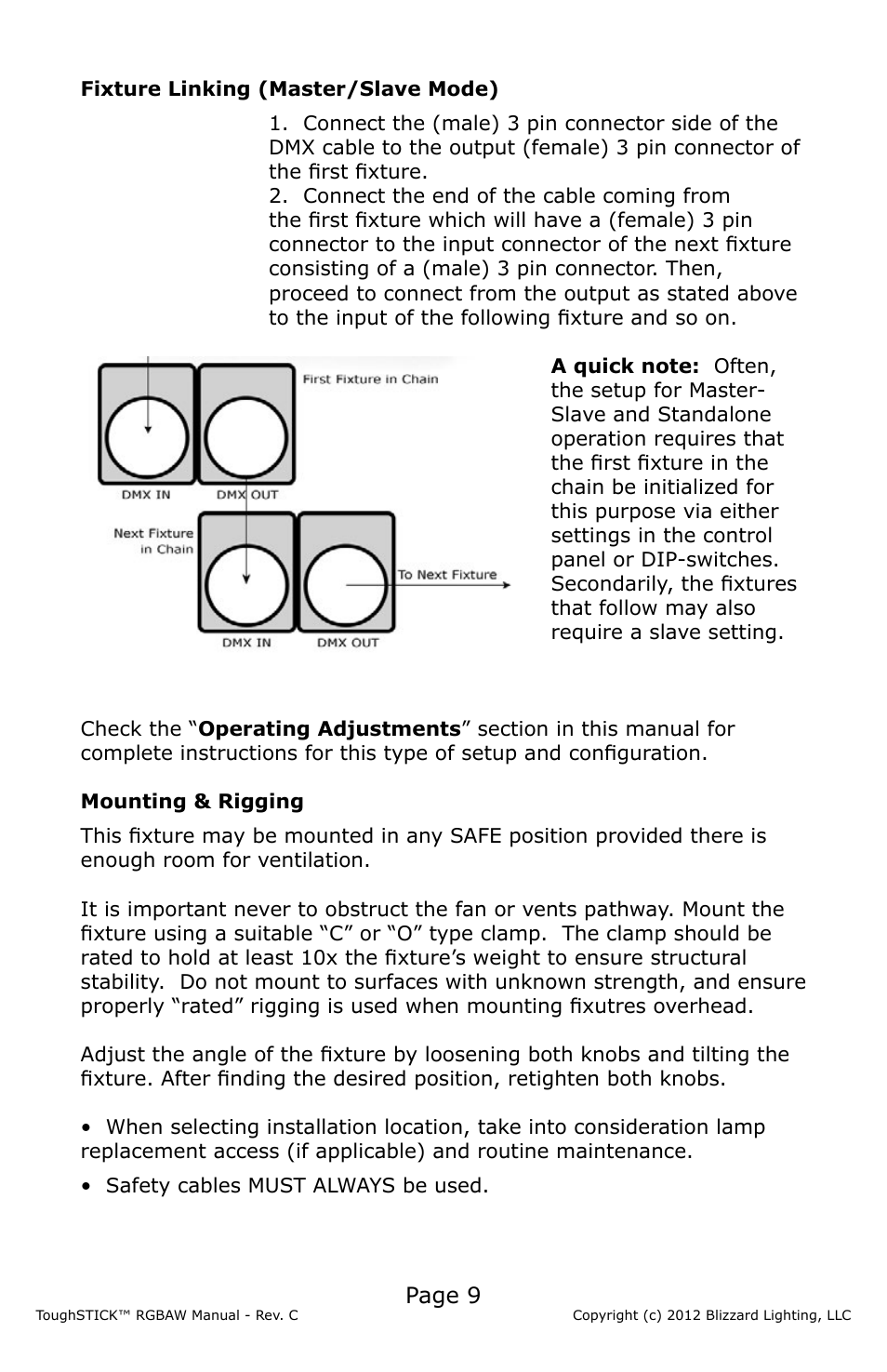 Page 9 | Blizzard Lighting RGBAW ToughStick (Rev C) User Manual | Page 9 / 20