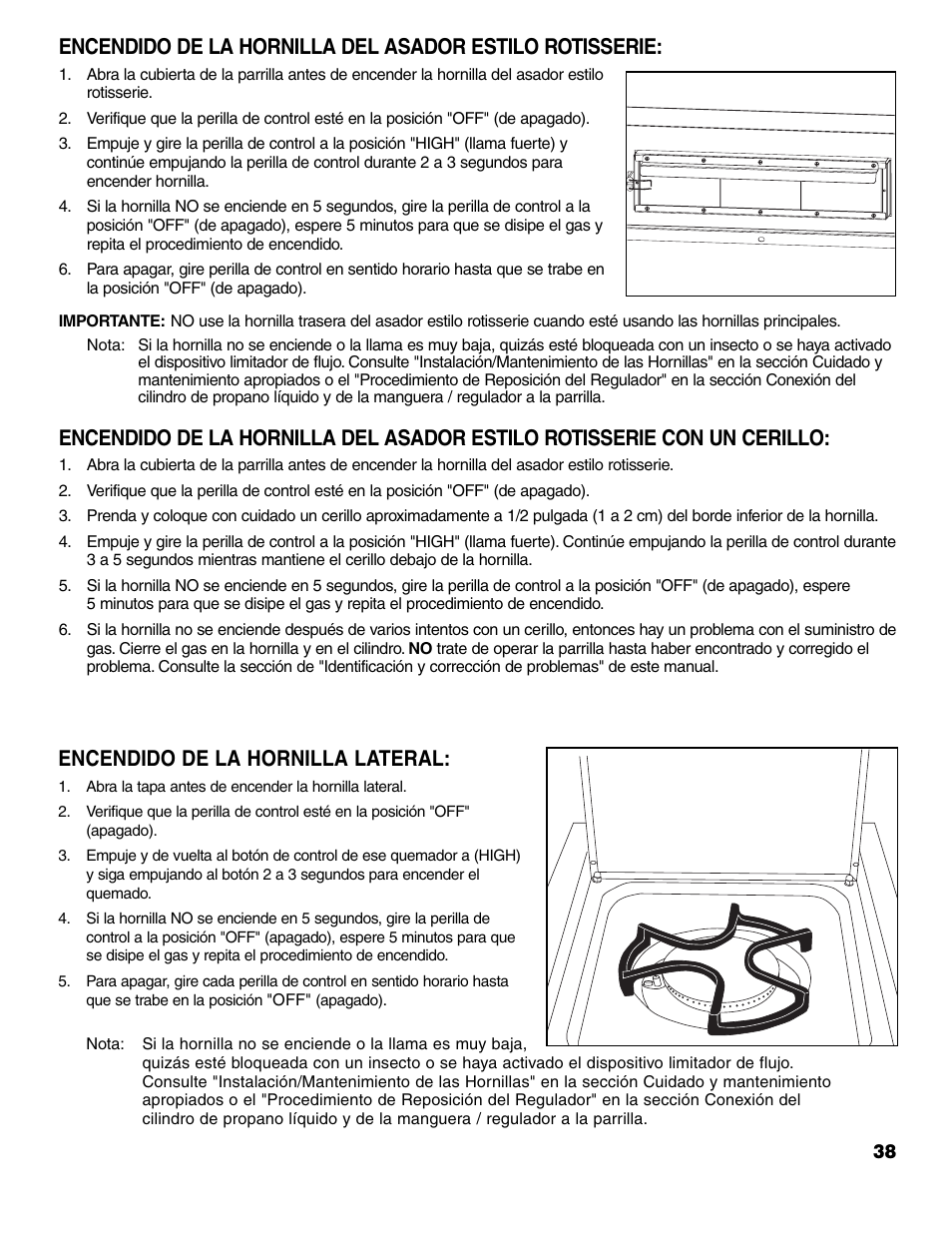 Encendido de la hornilla lateral | Brinkmann 7741 Series User Manual | Page 39 / 56