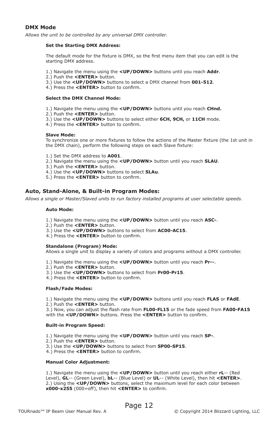 Page 12 | Blizzard Lighting TOURnado IP Beam User Manual | Page 12 / 20