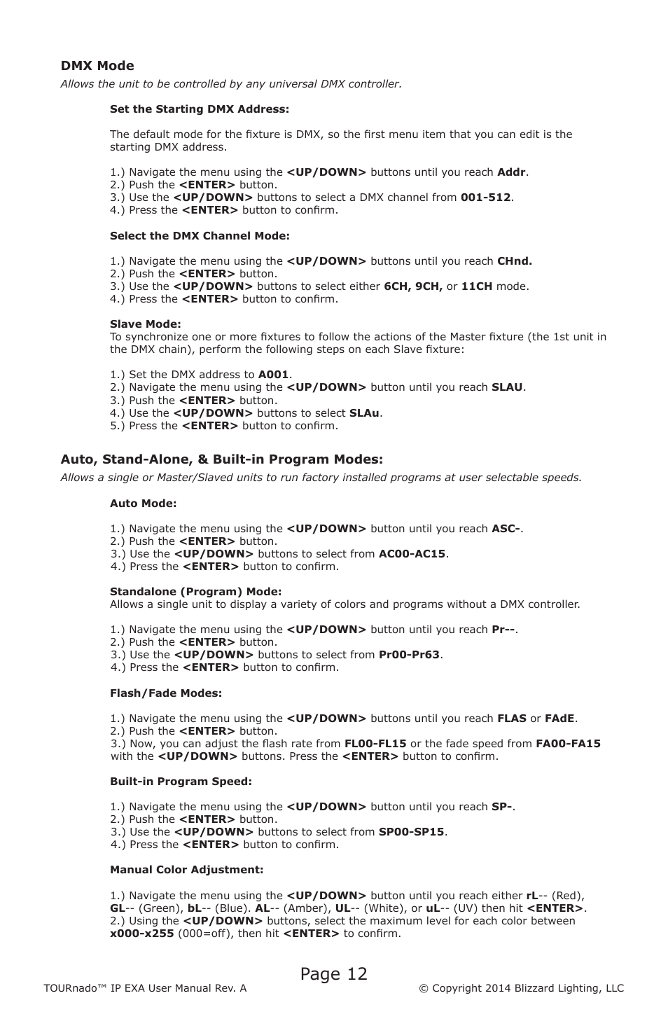 Page 12 | Blizzard Lighting TOURnado IP EXA User Manual | Page 12 / 20