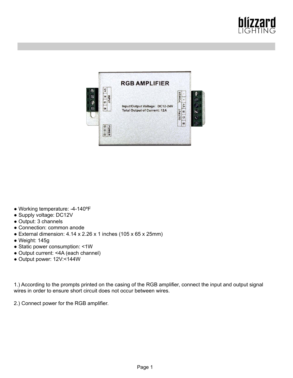 Blizzard Lighting RGB Komply User Manual | 2 pages
