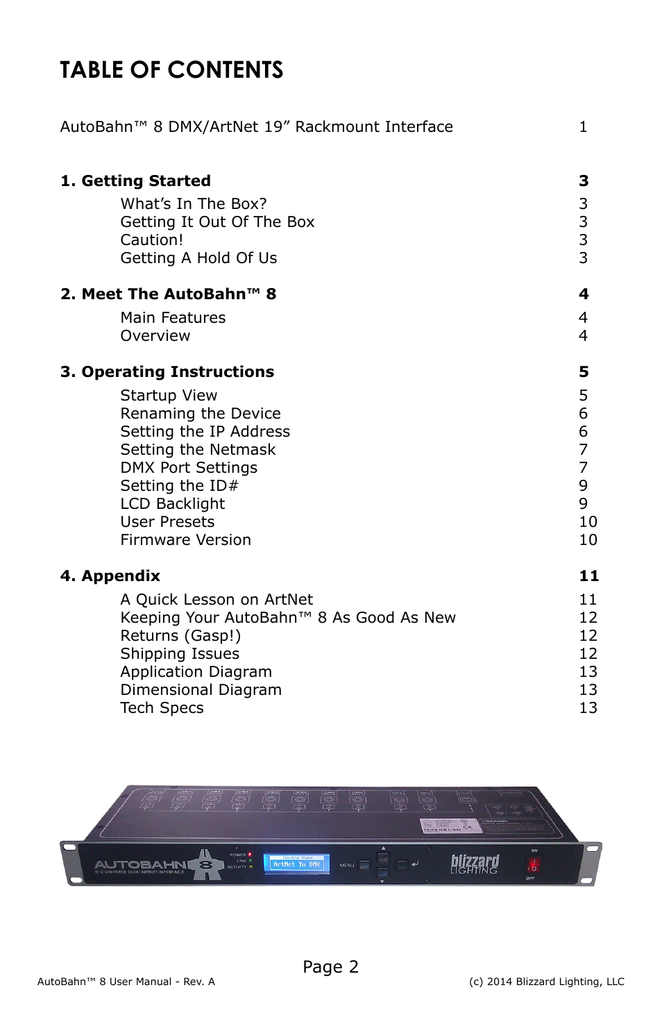 Blizzard Lighting AutoBahn 8 User Manual | Page 2 / 16