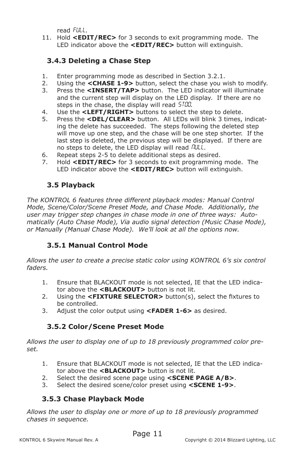 Page 11 | Blizzard Lighting Kontrol 6 Skywire(Rev. A) User Manual | Page 11 / 20