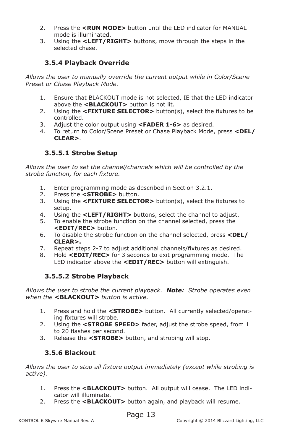 Page 13 | Blizzard Lighting Kontrol 6 Skywire(Rev. A) User Manual | Page 13 / 20