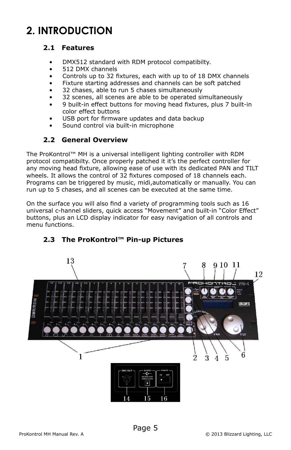 Introduction, Page 5 | Blizzard Lighting ProKontrol MH(Rev A) User Manual | Page 5 / 20