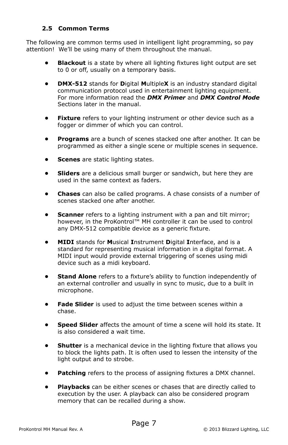 Page 7 | Blizzard Lighting ProKontrol MH(Rev A) User Manual | Page 7 / 20