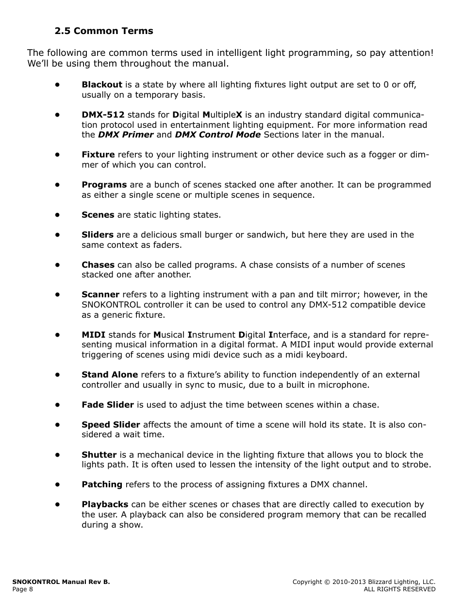 5 common terms, Common, Terms | Blizzard Lighting SnoKontrol (Rev B) User Manual | Page 8 / 20