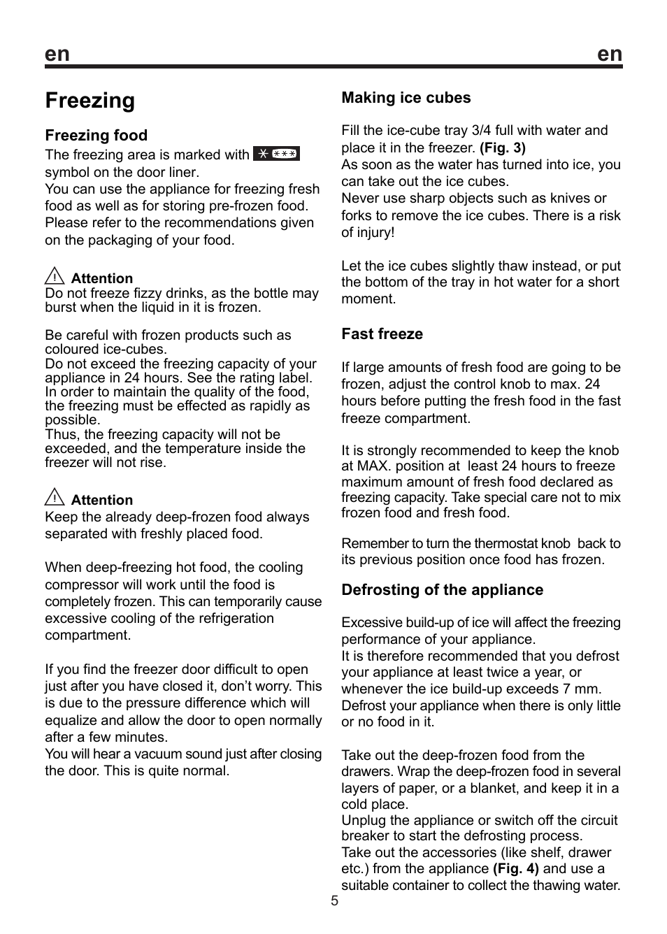 Freezing | Blomberg FSM 9550 User Manual | Page 11 / 71