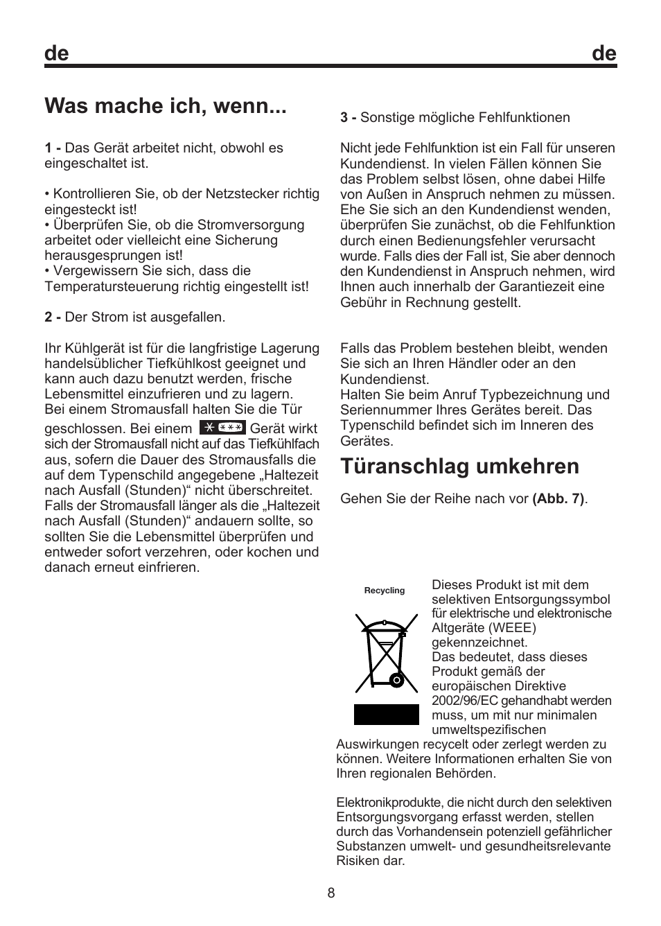 Was mache ich, wenn, Türanschlag umkehren | Blomberg FSM 9550 User Manual | Page 23 / 71