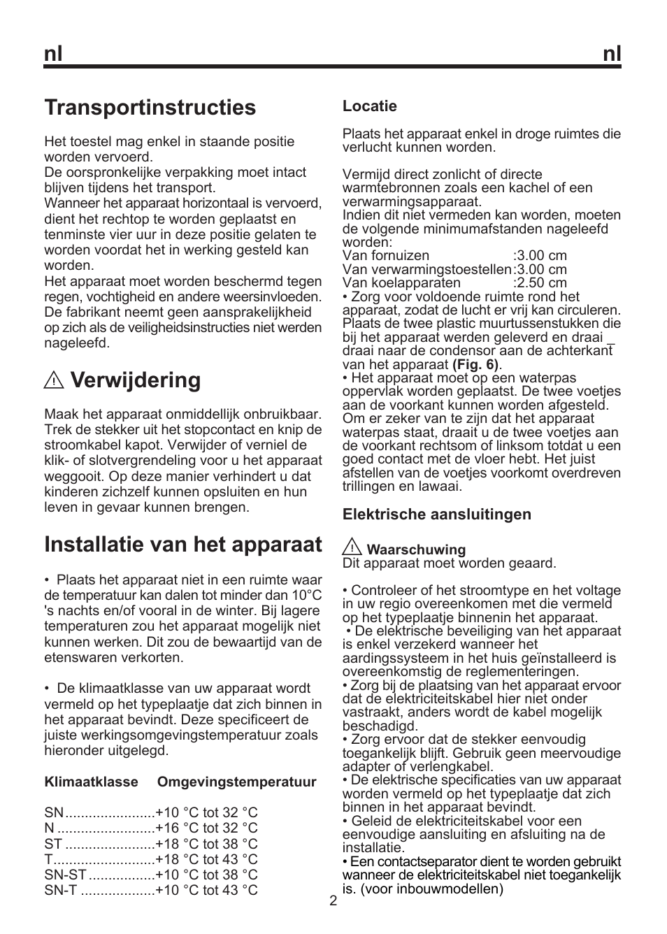 Transportinstructies, Verwijdering, Installatie van het apparaat | Blomberg FSM 9550 User Manual | Page 35 / 71