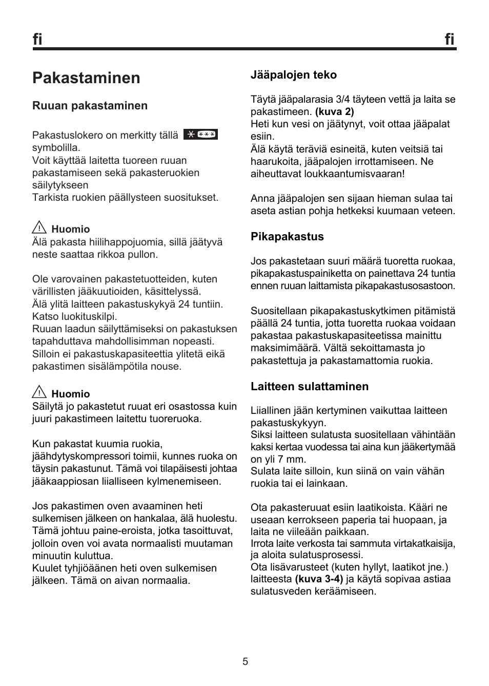 Pakastaminen | Blomberg FSM 9550 User Manual | Page 66 / 71