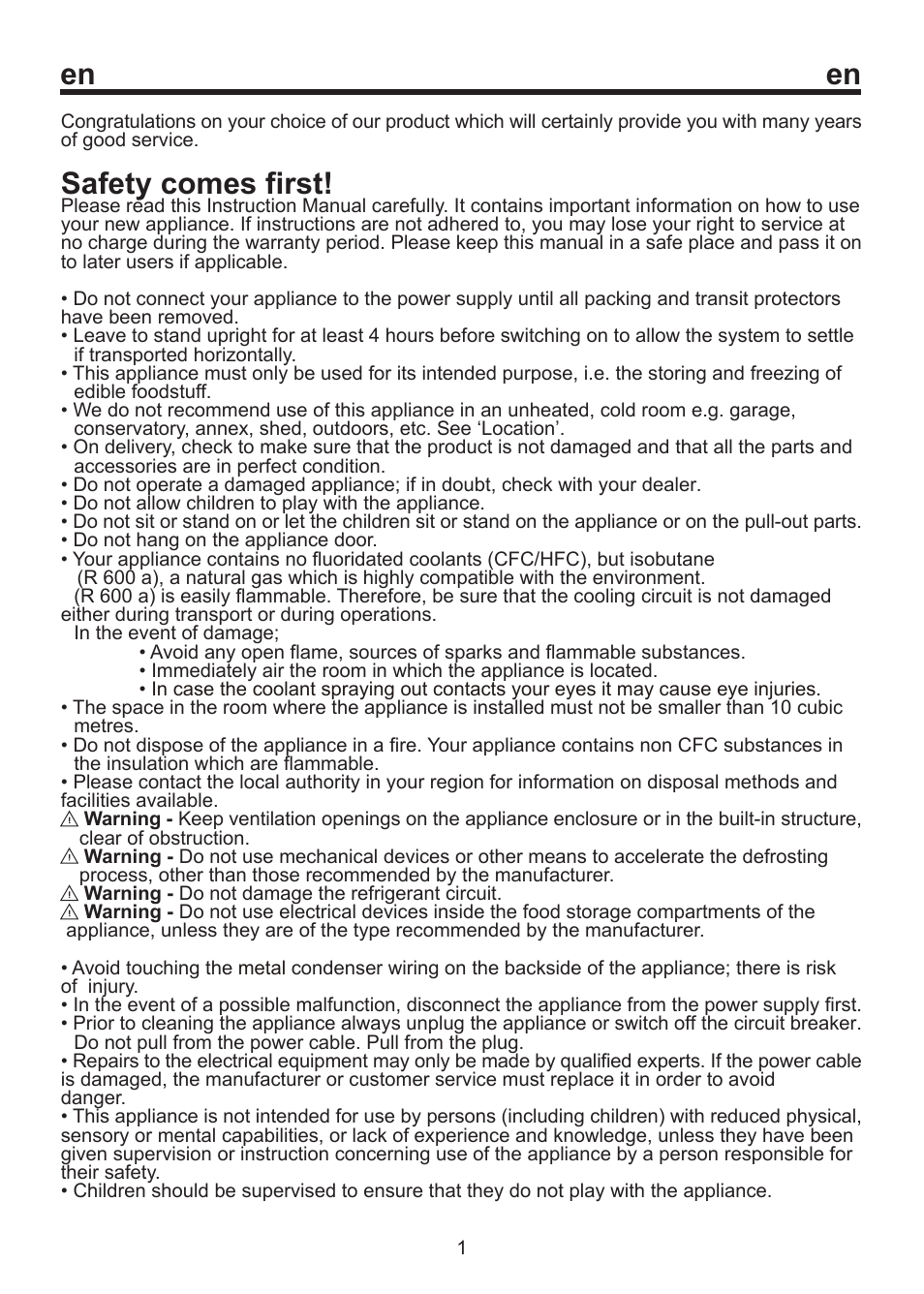 Safety comes first | Blomberg FSM 9550 User Manual | Page 7 / 71