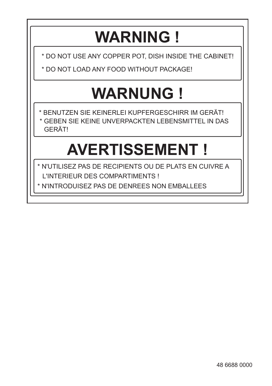 Warning, Warnung, Avertissement | Blomberg FSM 9550 User Manual | Page 71 / 71