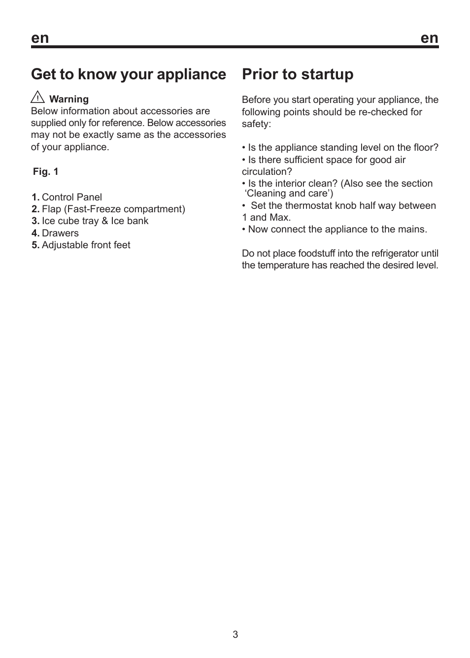 Get to know your appliance, Prior to startup | Blomberg FSM 9550 User Manual | Page 9 / 71