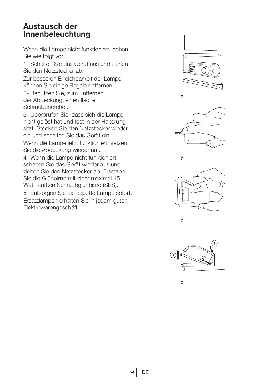 Austausch der innenbeleuchtung | Blomberg TSM 1541 A User Manual | Page 32 / 91